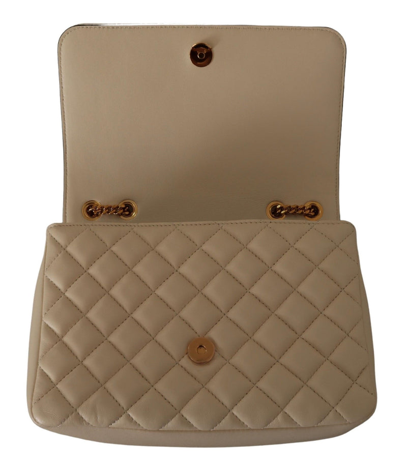 Elegant White Nappa Leather Shoulder Bag Versace