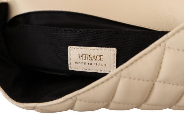 Elegant White Nappa Leather Shoulder Bag Versace