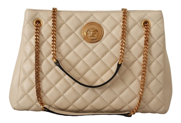 Elegant Quilted Nappa Leather Tote Versace