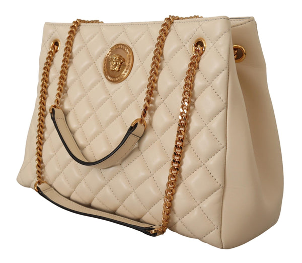 Elegant Quilted Nappa Leather Tote Versace