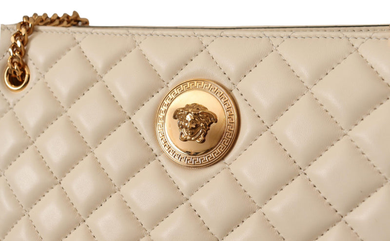 Elegant Quilted Nappa Leather Tote Versace