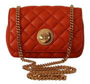 Elegant Red Nappa Leather Crossbody Bag Versace