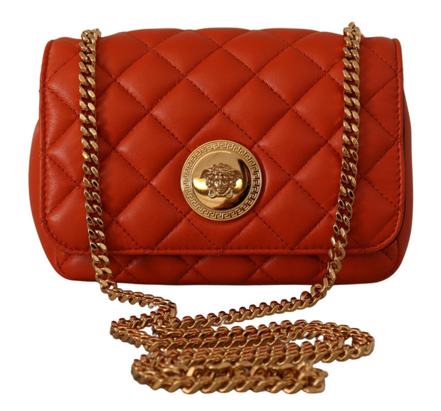 Elegant Red Nappa Leather Crossbody Bag Versace