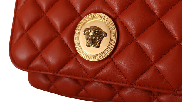 Elegant Red Nappa Leather Crossbody Bag Versace