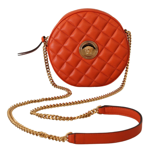 Elegant Round Nappa Leather Crossbody Bag Versace