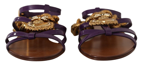 Purple Heart Chain Gladiator Flats Dolce & Gabbana