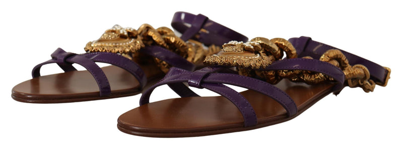 Purple Heart Chain Gladiator Flats Dolce & Gabbana