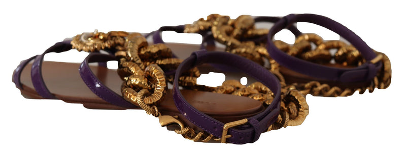 Purple Heart Chain Gladiator Flats Dolce & Gabbana