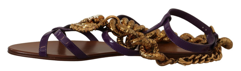 Purple Heart Chain Gladiator Flats Dolce & Gabbana