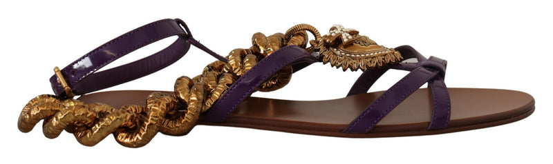 Purple Heart Chain Gladiator Flats Dolce & Gabbana