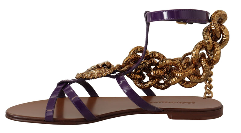 Purple Heart Chain Gladiator Flats Dolce & Gabbana
