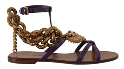Purple Heart Chain Gladiator Flats Dolce & Gabbana