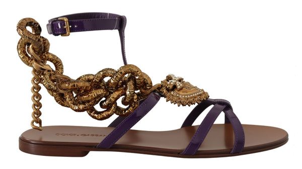 Purple Heart Chain Gladiator Flats Dolce & Gabbana
