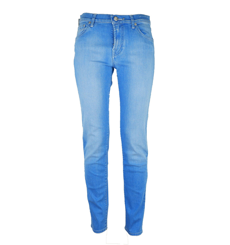 Elegant Light Blue Elasticized Denim Jacob Cohen