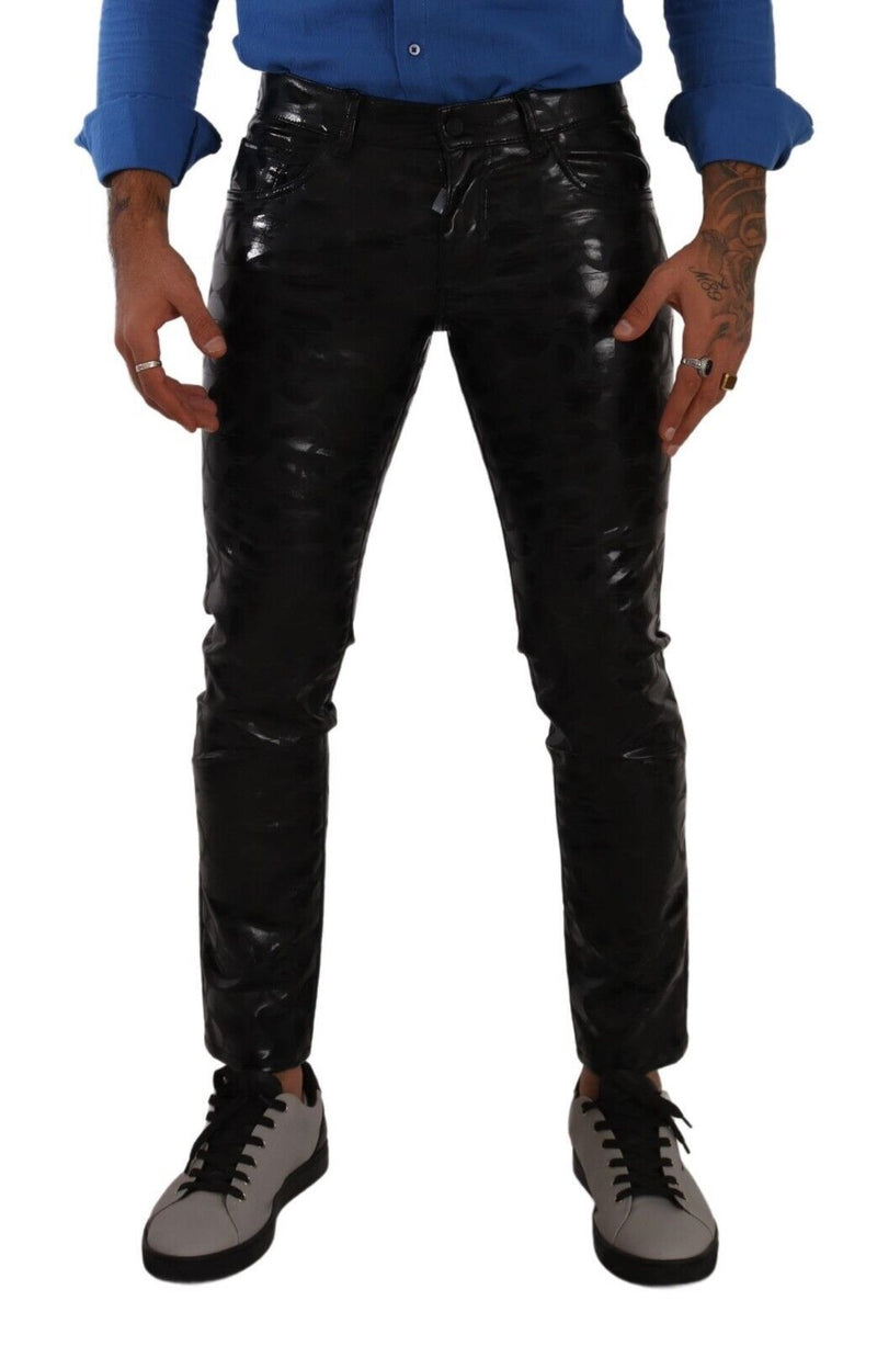 Elegant Black Logo Skinny Pants Dolce & Gabbana