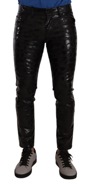 Elegant Black Logo Skinny Pants Dolce & Gabbana