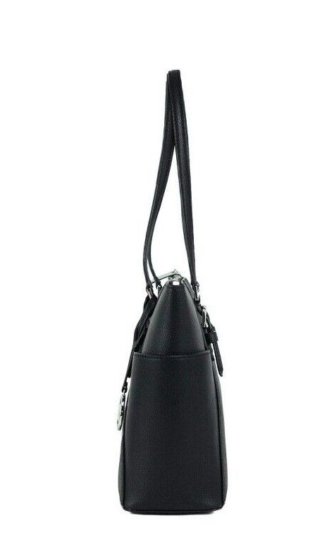 Charlotte Black PVC Leather Large Top Zip Tote Handbag Bag Purse Michael Kors