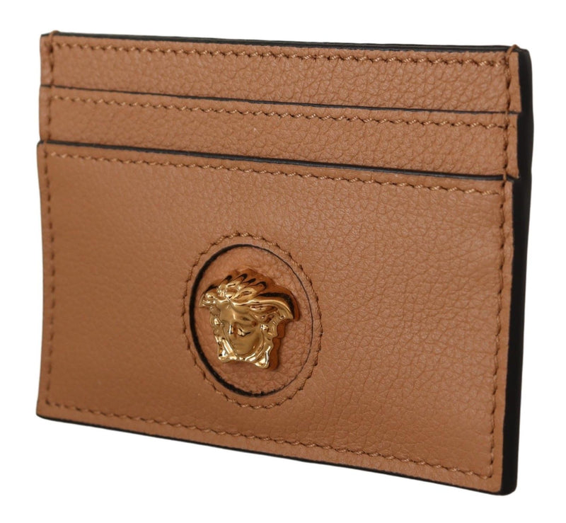 Elegant Medusa Calf Leather Card Holder Versace