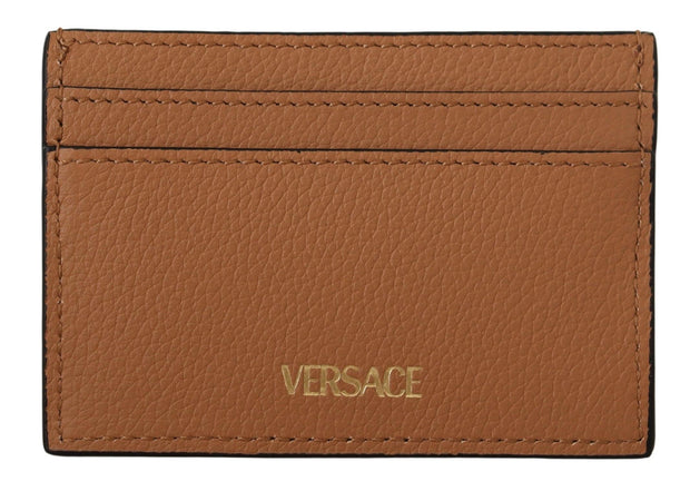 Elegant Medusa Calf Leather Card Holder Versace