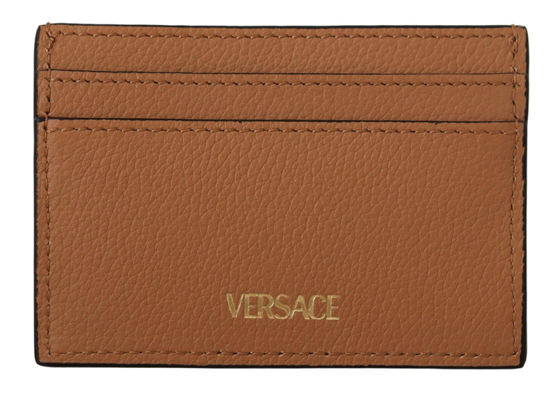 Elegant Medusa Calf Leather Card Holder Versace