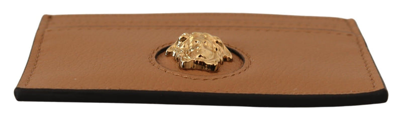 Elegant Medusa Calf Leather Card Holder Versace