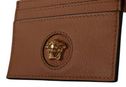 Elegant Medusa Calf Leather Card Holder Versace