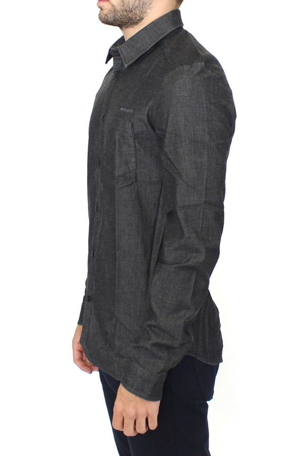 Elegant Gray Stretch Denim Casual Shirt Ermanno Scervino