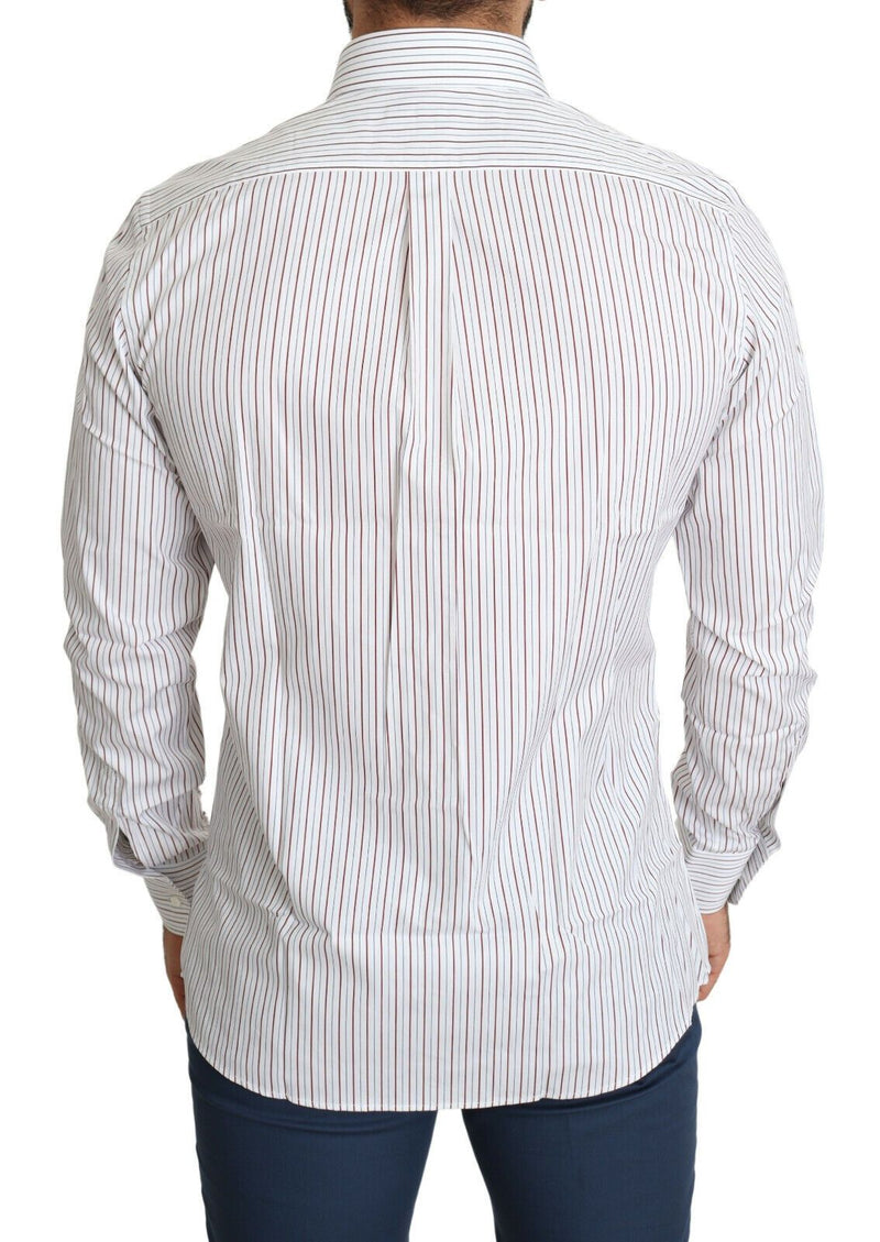 Elegant White Striped Cotton Dress Shirt Dolce & Gabbana