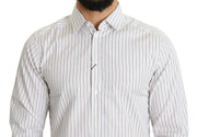 Elegant White Striped Cotton Dress Shirt Dolce & Gabbana