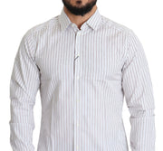 Elegant White Striped Cotton Dress Shirt Dolce & Gabbana