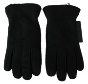 Elegant Black Leather Biker Gloves Dolce & Gabbana