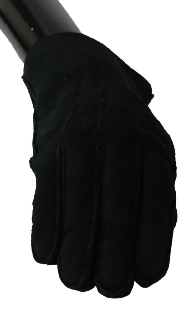 Elegant Black Leather Biker Gloves Dolce & Gabbana