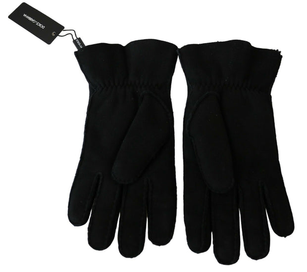 Elegant Black Leather Biker Gloves Dolce & Gabbana