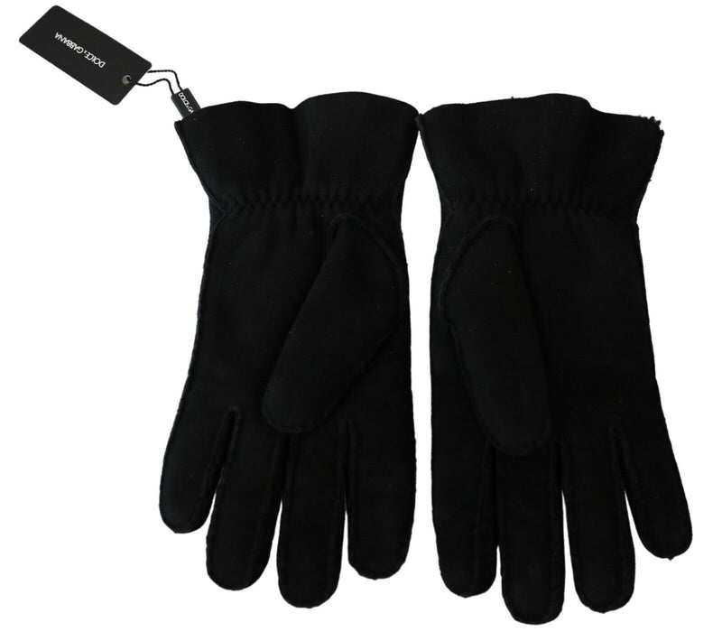 Elegant Black Leather Biker Gloves Dolce & Gabbana