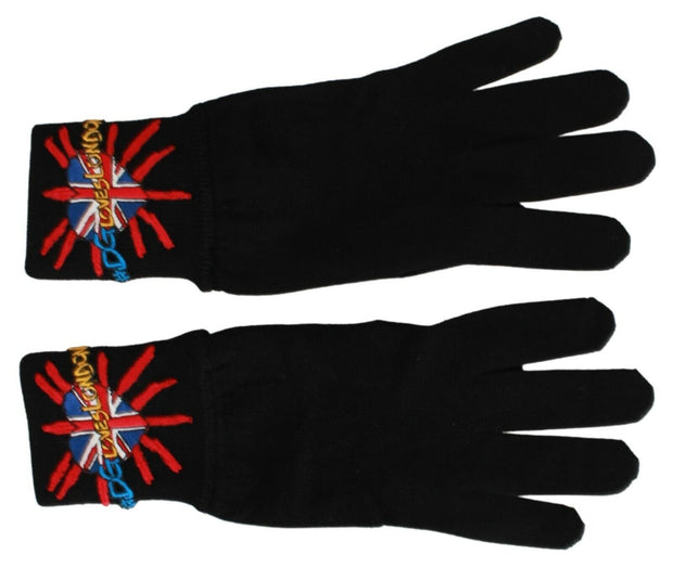 Elegant Black Virgin Wool Gloves Dolce & Gabbana