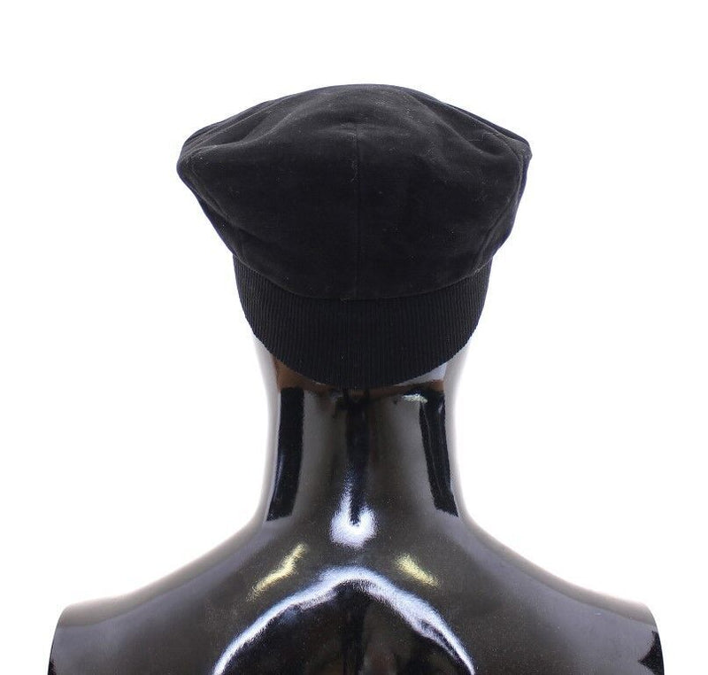 Sleek Black Newsboy Cap Dolce & Gabbana