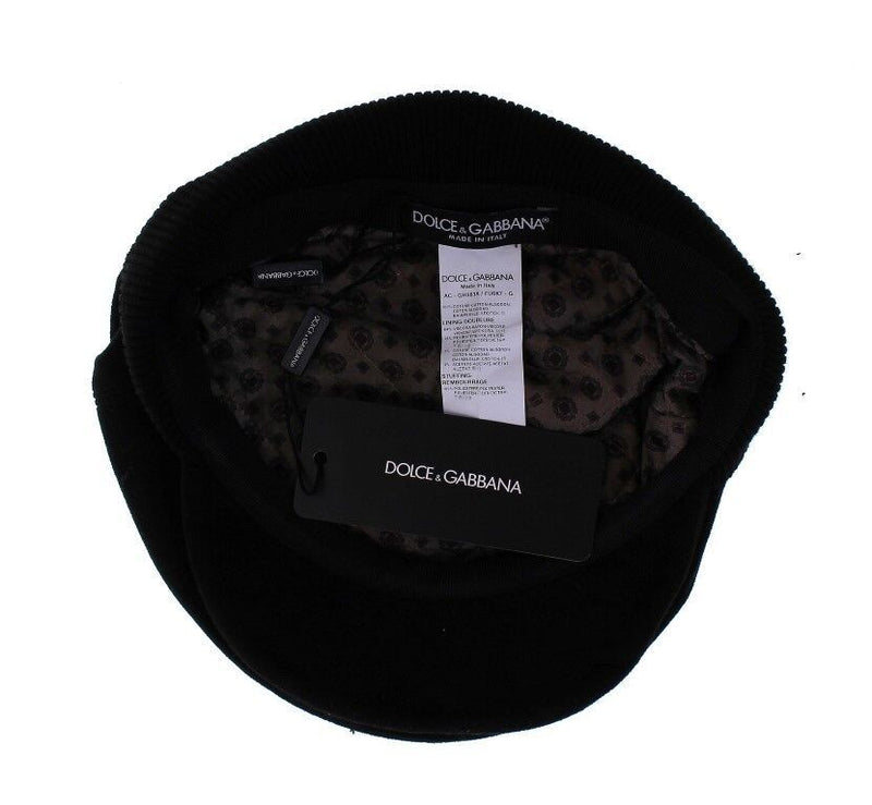 Sleek Black Newsboy Cap Dolce & Gabbana