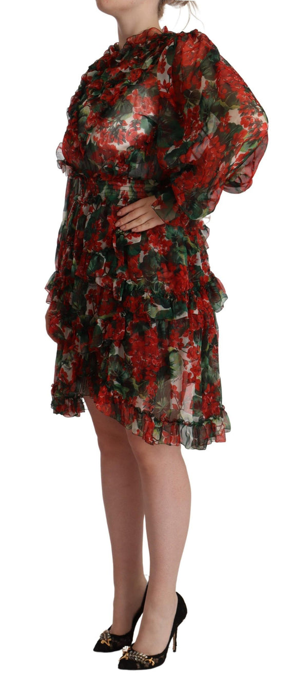 Floral Silk Mini Knee High Dress Dolce & Gabbana