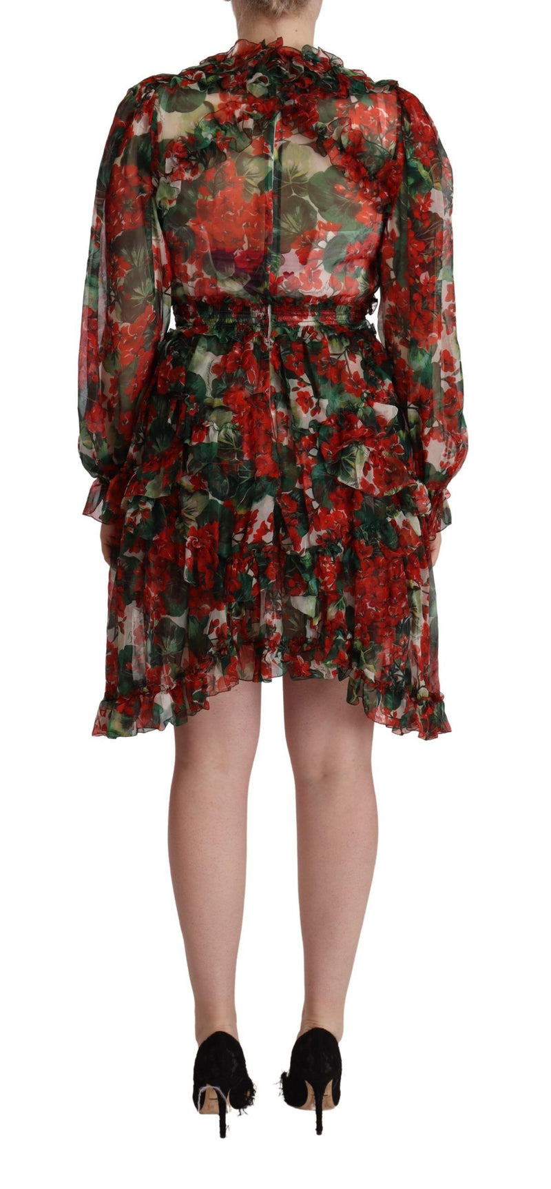 Floral Silk Mini Knee High Dress Dolce & Gabbana