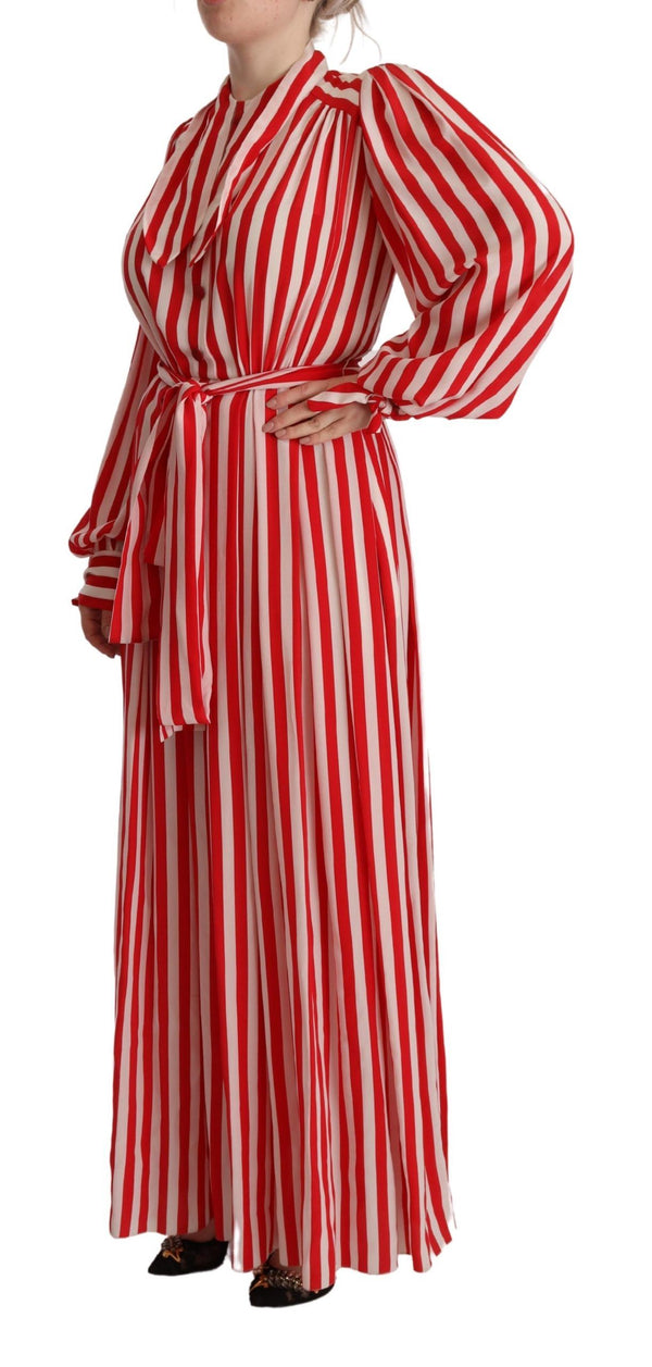 Elegant Striped Silk Maxi Dress Dolce & Gabbana