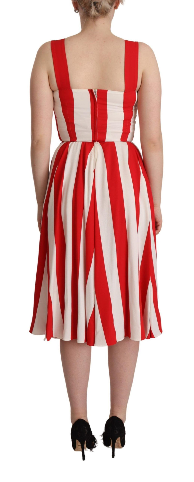 Elegant A-Line Striped Shift Dress Dolce & Gabbana