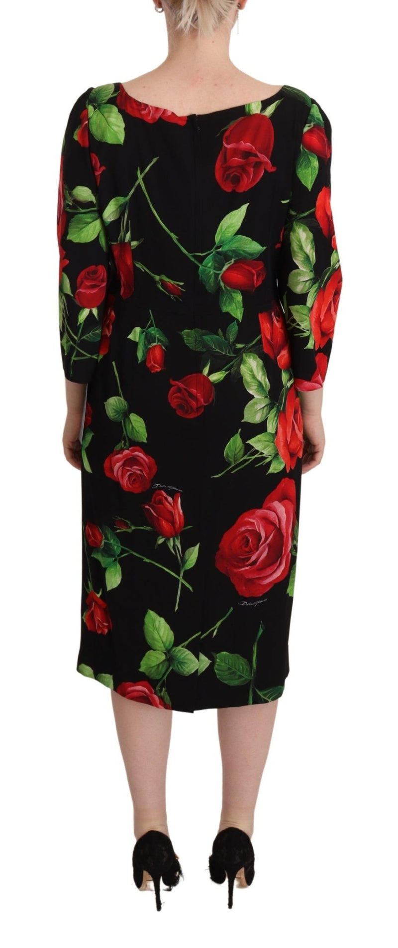 Elegant Floral Print Silk Sheath Dress Dolce & Gabbana