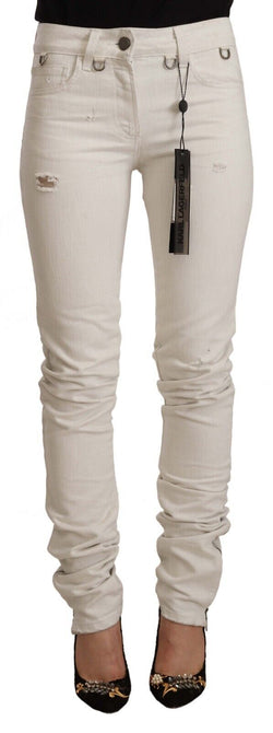 Chic White Mid-Waist Slim Fit Jeans Karl Lagerfeld