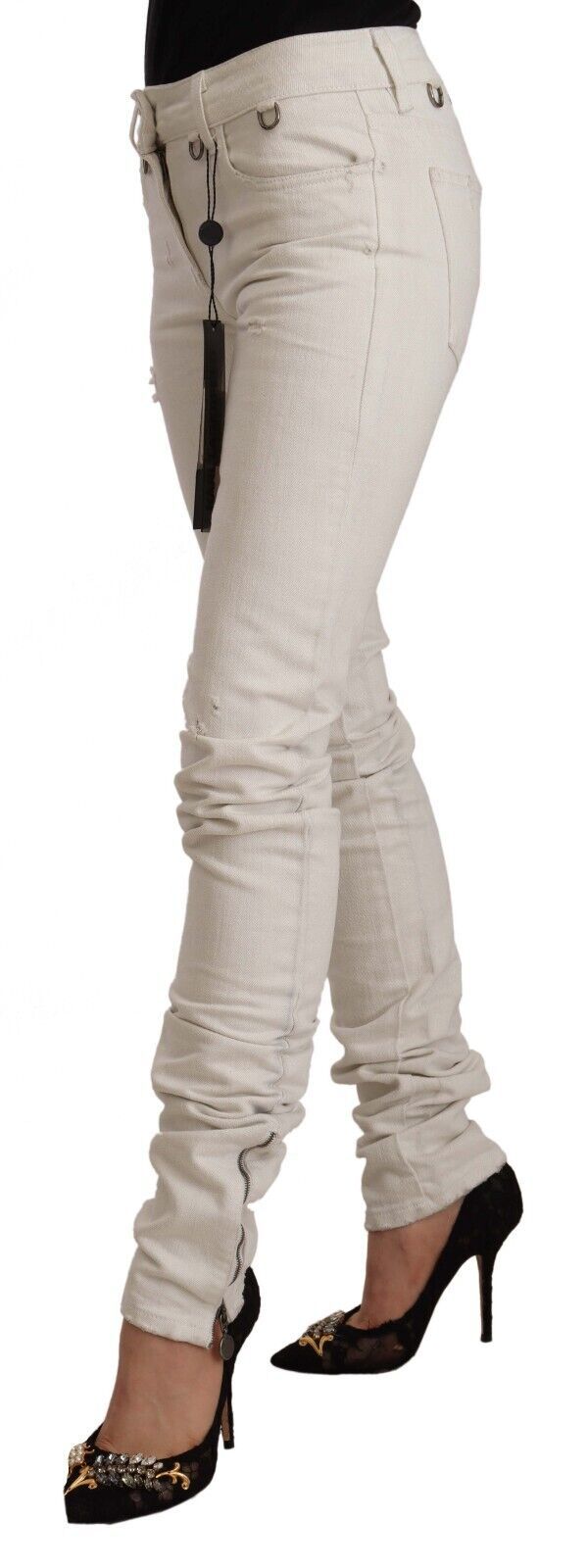 Chic White Mid-Waist Slim Fit Jeans Karl Lagerfeld