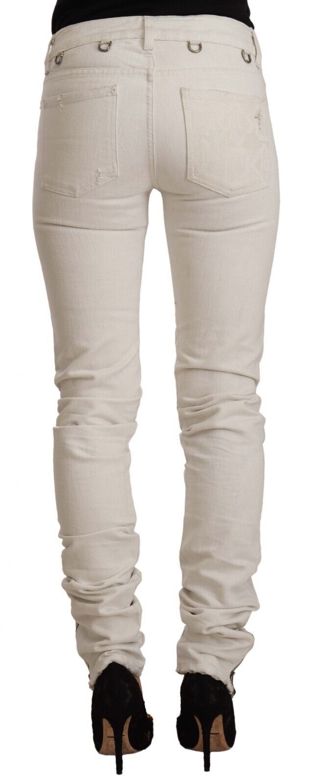 Chic White Mid-Waist Slim Fit Jeans Karl Lagerfeld