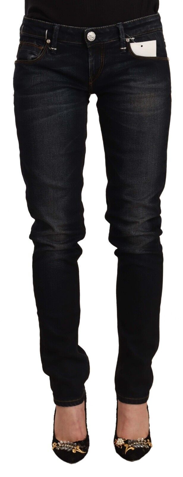 Chic Black Washed Skinny Jeans for Her Acht