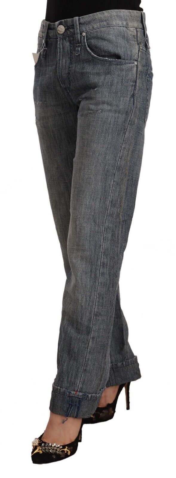 Chic Gray Washed Straight Cut Jeans Acht