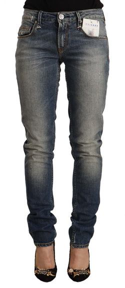 Blue Washed Skinny Cotton Blend Jeans Acht