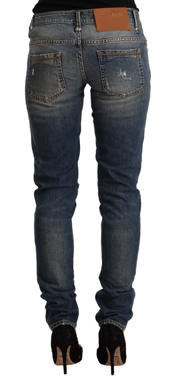 Blue Washed Skinny Cotton Blend Jeans Acht