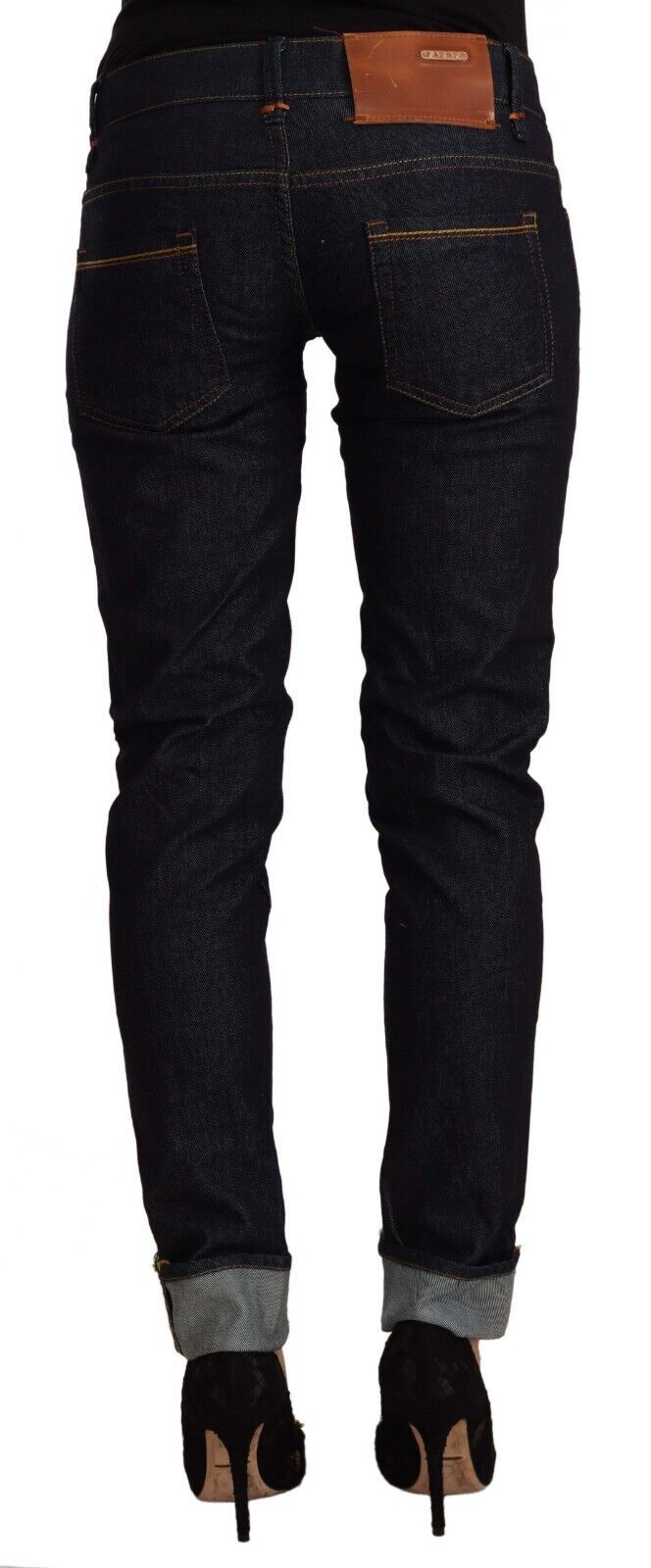 Chic Low Waist Skinny Black Jeans Acht